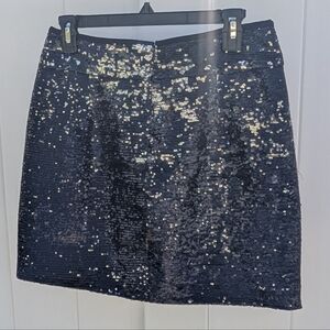 J. Crew Midnight Sequin Mini Skirt Black Silver